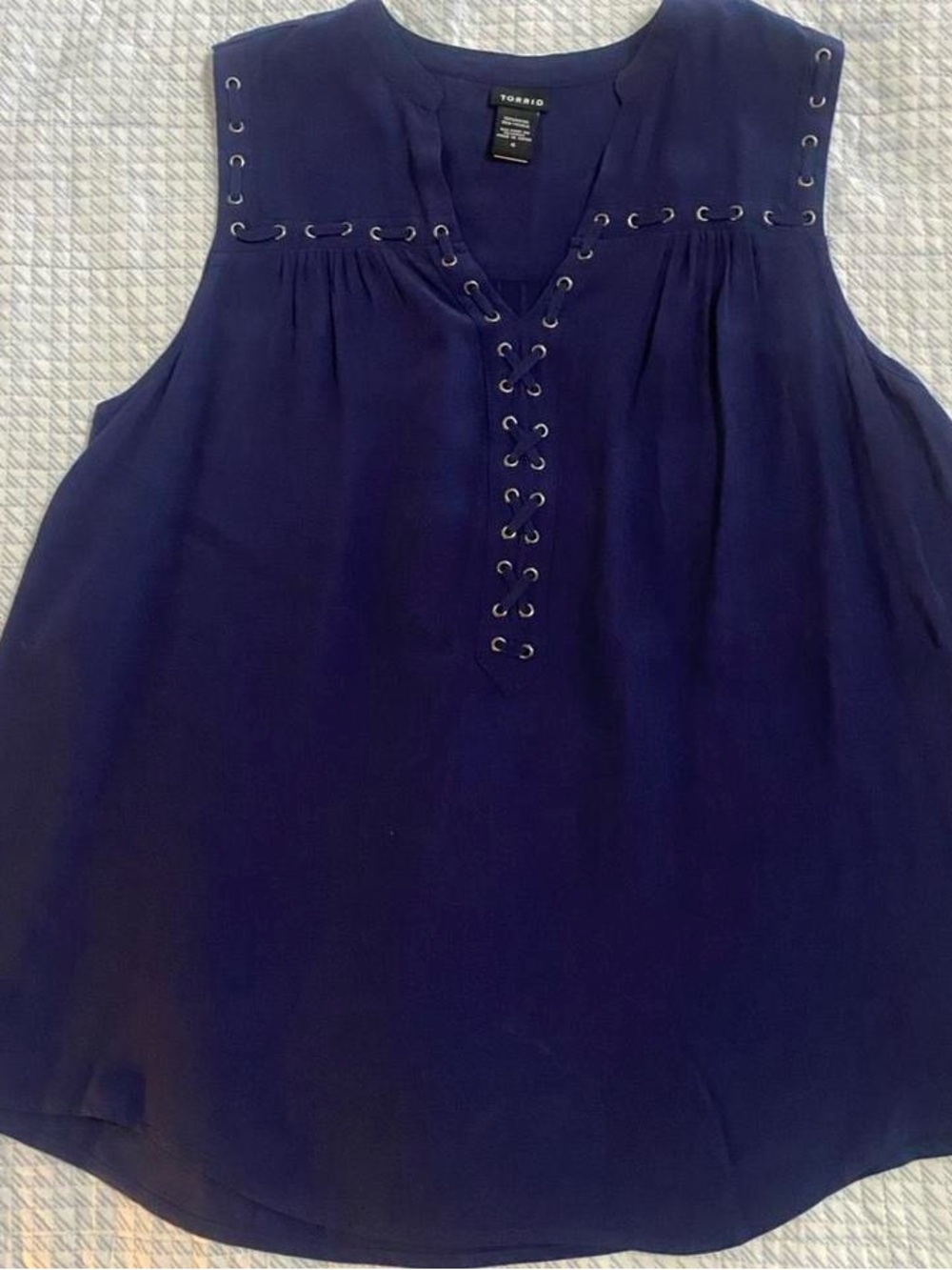 torrid Navy Sleeveless Lace-Up Camisole